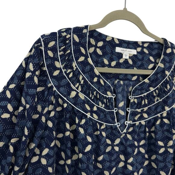 J Jill XL PureJill Limited Edition Elements Collection Blue Floral Boho Pullover - Picture 2 of 12